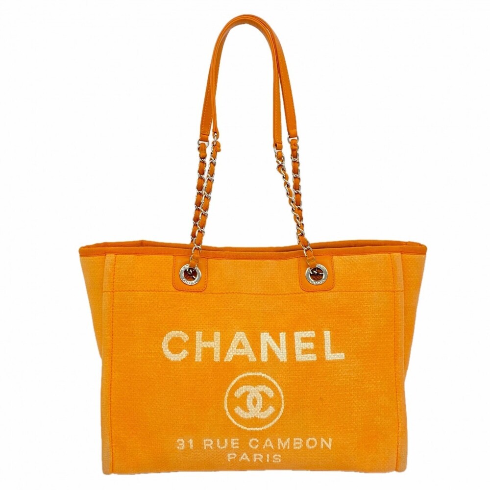 CHANEL Orange Canvas Deauville Tote Bag - Picture 1 of 12